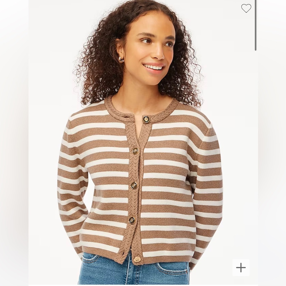 NWT J. Crew Factory Striped cotton lady jacket cardigan sweater